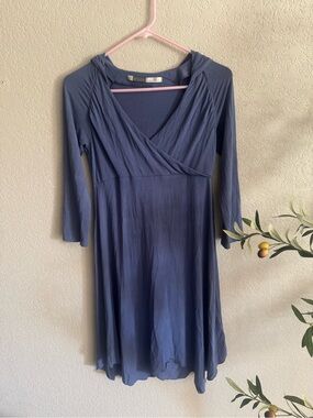 Athleta Blue Hooded Wrap Front Long Sleeve Dress Women’s Size Small